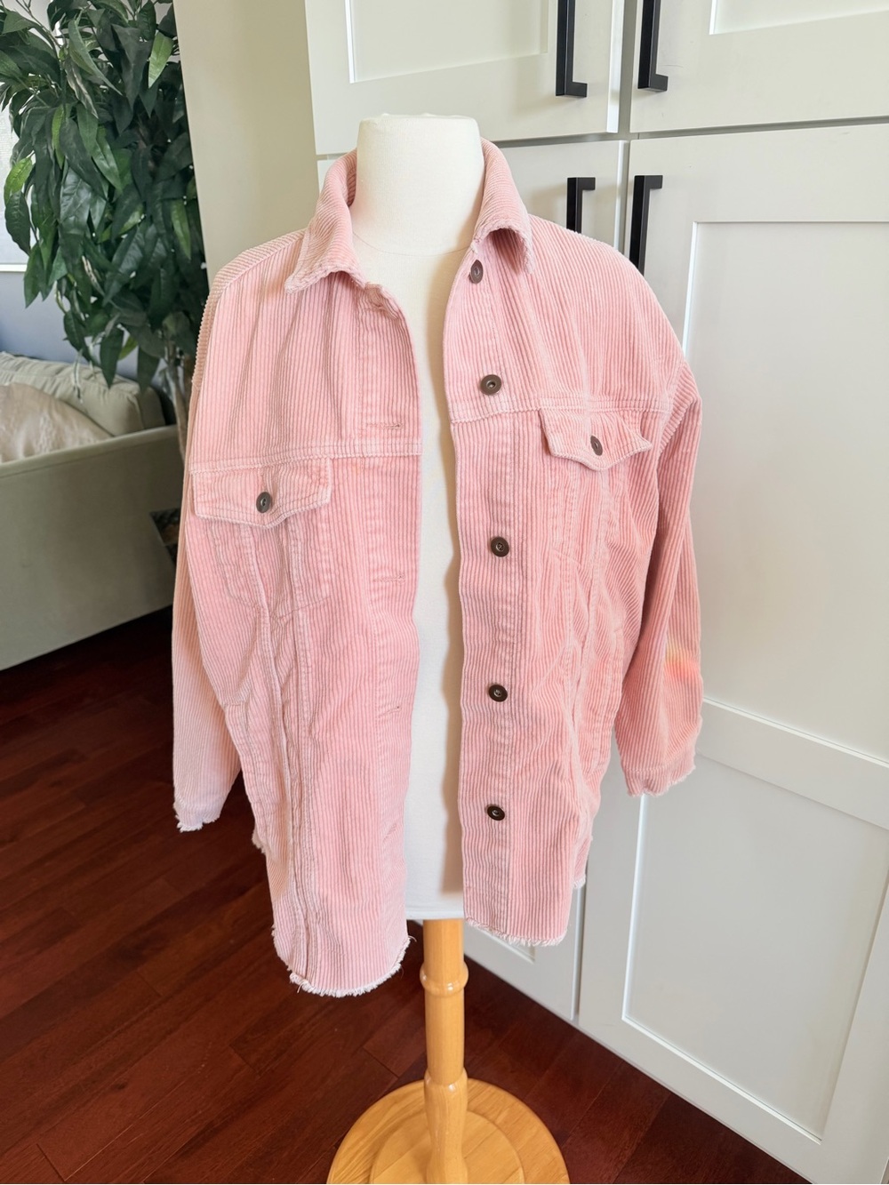 Zara Pink Corduroy Oversized Button-Up Jacket XS Shacket